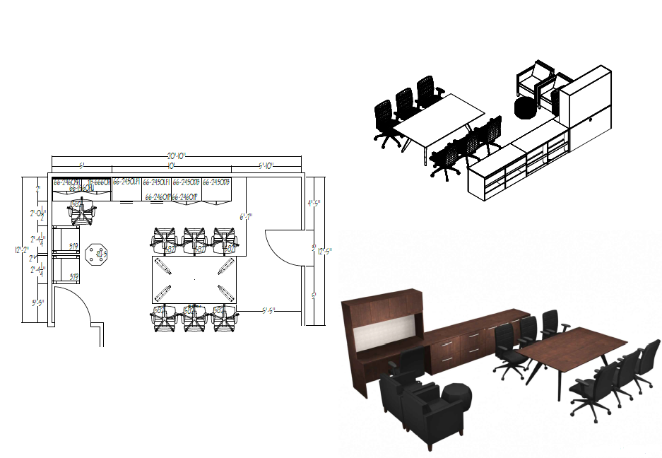 Conference Room 2D 3D Render